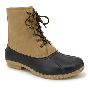 JBU Duck Boots Mens 9 M Maine Waterproof Brown Faux Fur Lined Lace Up Shoes New